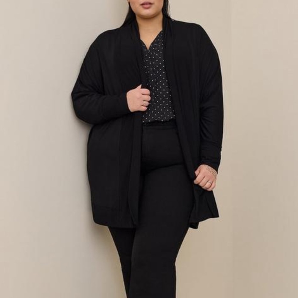 Torrid Black Super Soft Dolman Sleeve Open Front Cardigan